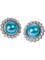 Womens Royal Queen Ornate Oval Teal Pearl Earrings Costume Accessory